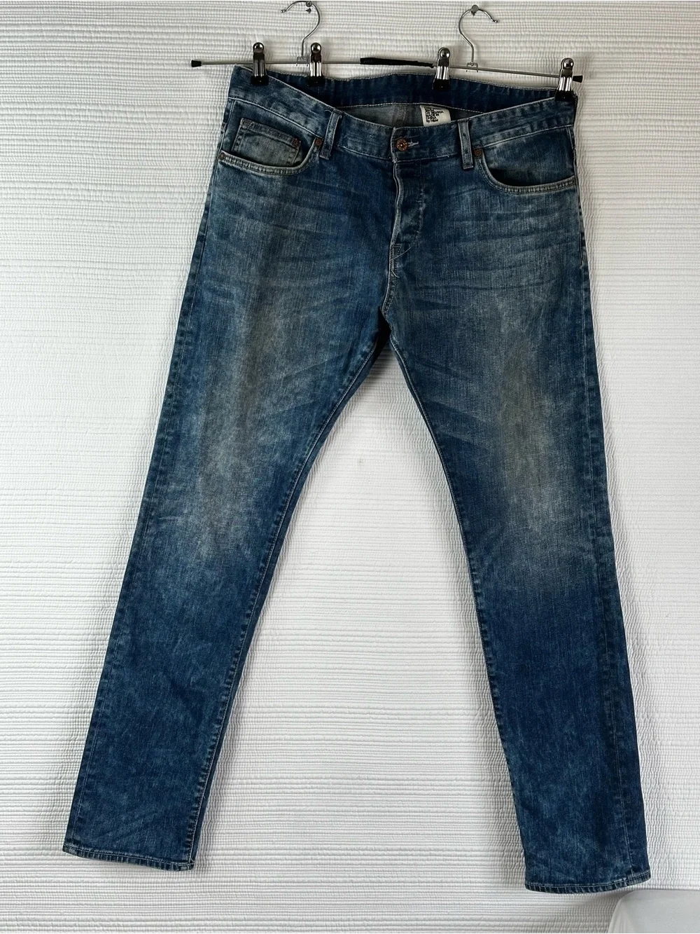 &Denim Slim Low Waist Jeans Men’s Size 36x34 Medium Wash Y2K Casual Stretch